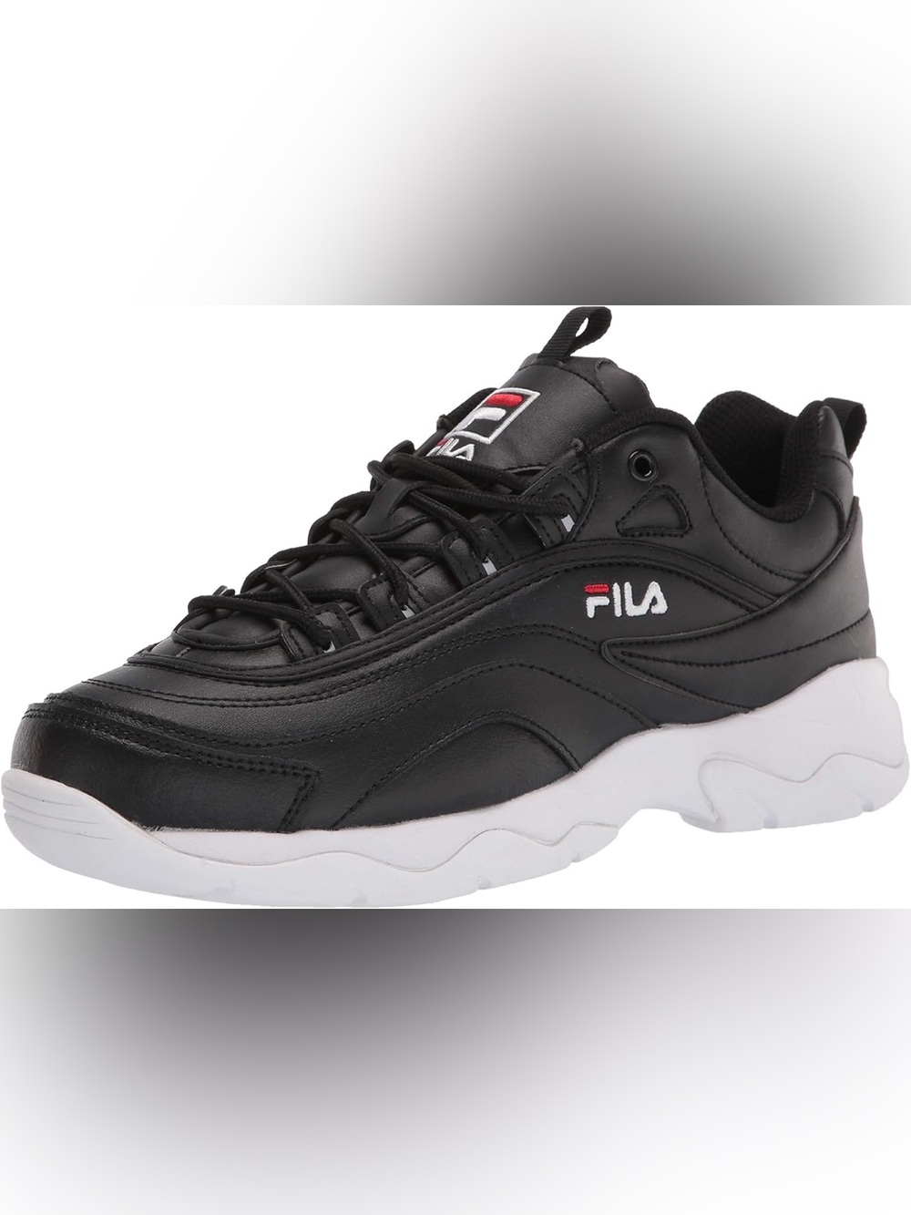 FILA Black Leather Sneakers with White Sole and Red Logo